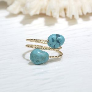 خواتم رقيقة الشكل غير منتظمة من الكريستال الطبيعي والكوارتز الوردي والخواتم الإصبع الفيروزي للنساء هدايا مجوهرات حفلات - Product Image 4