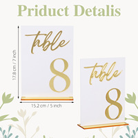 Cartes de Table en verre plexi transparent affichage lettre colorée cartes de Place de mariage en acrylique et numéros de Table avec étiquettes de prix