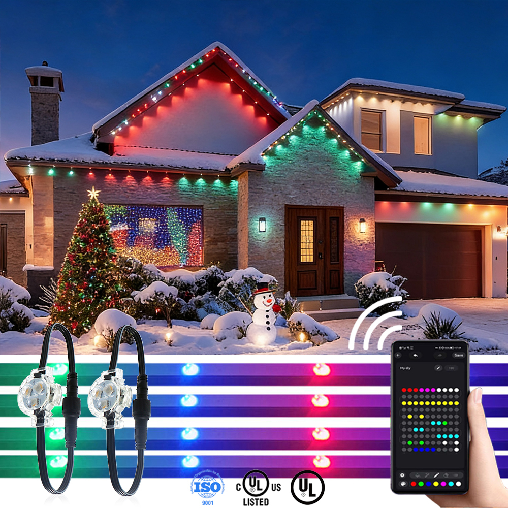 RGBW Multi Color Led Pixel Light Wifi Controller Christmas Permanent Outdoor Lights 12v 24v Pixel Led Light Wall Lamps