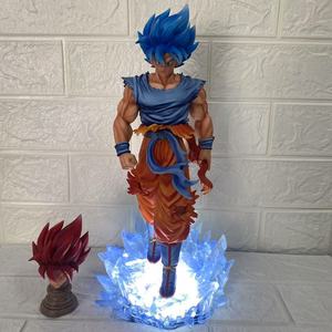 Figurines de collection de manga de dessin animé lumineuses Super Saiyan Goku à deux têtes interchangeables DRAGON <span class=keywords><strong>BAII</strong></span> de 33 cm, modèle de jouet en PVC, figurines d'anime - Product Image 1
