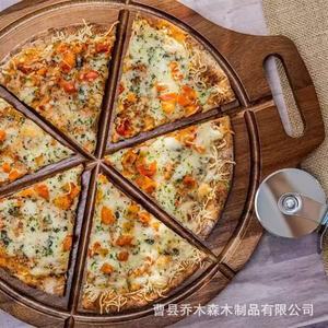 Plateau à pizza en bois massif double face avec poignées, plateau de service rainuré créatif pour usage résidentiel - Product Image 2