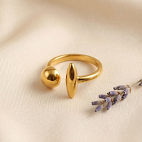 Nouvelle mode transfrontalière, bague ouverte simple en acier inoxydable en forme de demi-cercle, plaquée or 18 carats, personnalisée pour femmes