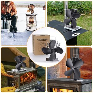[Prêt à être expédié] Ventilateur <span class=keywords><strong>de</strong></span> foyer silencieux à 4 pales en acier inoxydable écologique, alimenté par la chaleur, pour poêle à bois - Product Image 3