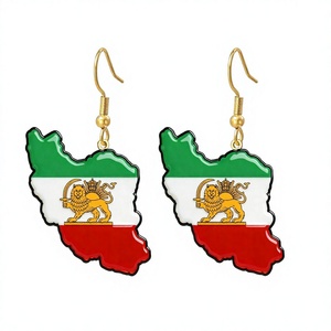 Los Mejores Pendientes Colgantes con la Bandera de Irán, Pendientes de Acero Inoxidable con Emblema de León y Forma de Mapa para Mujer, Regalo - Product Image 4