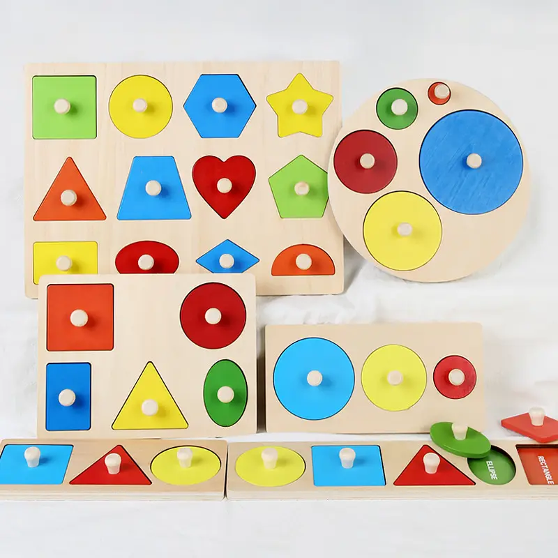 Puzle de madera con formas geométricas y coloridas, juguetes Montessori con forma de Color cognitivo