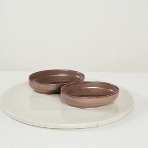 Bol ovale en céramique marron mat de style zen japonais, assiette de service de café Wabi-sabi, couleur terre, pour hôtel, restaurant - Product Image 3
