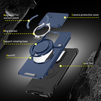 Coques de téléphone portable avec fenêtre coulissante, support métallique circulaire et protection magnétique de l'appareil photo pour Infinix Hot 60 Pro Plus 60i 4G