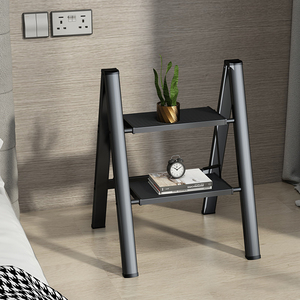 Scala Pieghevole Ultra-Sottile in Acciaio Nero Moderno - Sgabello Multifunzionale <span class=keywords><strong>a</strong></span> 2/3/4 Gradini per Casa e Fioriera - Product Image 6
