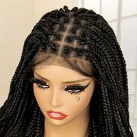 Perruque tressée synthétique à nœuds faits main en dentelle complète, avec pointes bouclées lâches, pour femmes noires, usage quotidien