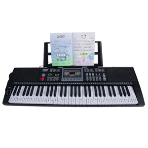 คีย์บอร์ดอิเล็กทรอนิกส์ 61 คีย์มัลติฟังก์ชั่นพร้อมไมโครโฟนและขาตั้งสำหรับผู้เริ่มต้นสีขาวและสีดำปลั๊กแบบ US - Product Image 4