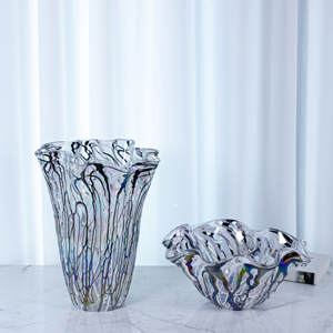 घरेलू इंटीरियर के लिए थोक आधुनिक डिजाइन मोती रंग मुरानो ग्लास टेबलटॉप वेस - Product Image 2