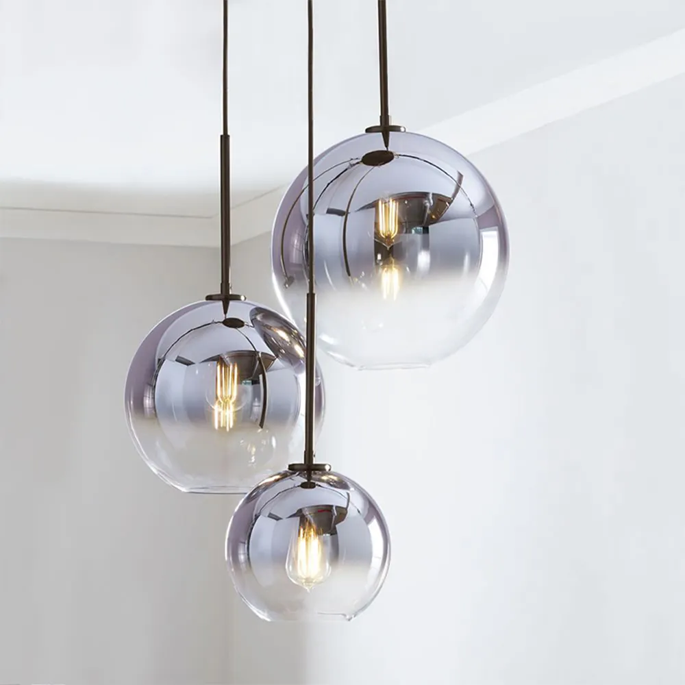 Minimalistisch Glas Zilver Vintage Plafond Hoogte Verstelbare Plafondlamp Hanglamp