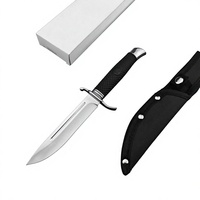 Couteau de chasse de luxe fait main, manche en acier inoxydable, étui en cuir, couteau de survie pour camping en extérieur, bord dentelé, pointe tombante, DIY