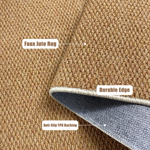 Petit <span class=keywords><strong>tapis</strong></span> berbère naturel d'intérieur sans hangar paillasson antidérapant lavable <span class=keywords><strong>tapis</strong></span> de chanvre de <span class=keywords><strong>jute</strong></span> oriental fabriqué à la machine - Product Image 2