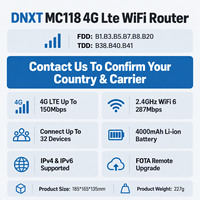 Router DNXT 4g LTE Cat4 2.4GHz Wifi 6 Router 4000mAh 300Mbps Router 4g dengan Kartu Sim WAN/LAN Tipe-C Router Wifi 4g untuk Kantor