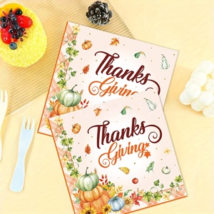 Lot de Vaisselle Jetable en Papier pour Thanksgiving et Automne : Assiettes, Gobelets, Serviettes – Décorations pour Fêtes de Récolte d'Automne - Product Image 4