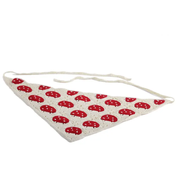 牧歌的なスタイルのヴィンテージカスタマイズニットヘッドバンドかぎ針編みかわいい蝶/イチゴ/キノコ三角スカーフ