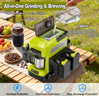 Cafetière sans fil QIYUN CM05 pour batterie Ryobi 18V, portable, à filtre, avec moulin à café électrique, plastique et métal, camping-car, camping