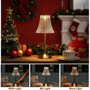 Built-in Battery Crystal Rechargeable <b>LED</b> Table Lamp Gold Bedside Desk <b>Light</b> - Product Image 5