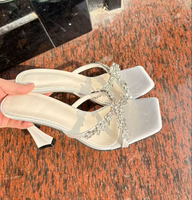 Nouvelles Chaussures de Créateur Zapatos Mujer – Sandales à Talons en Satin et Strass, Personnalisables avec Logo, Vente en Gros, Escarpins d'Été Sexy, Sandales et Mules