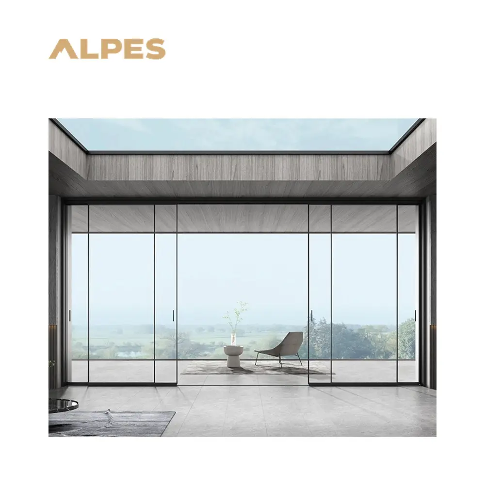 ALPES pintu geser, Model aluminium, pintu teras, kaca tempered, pintu geser