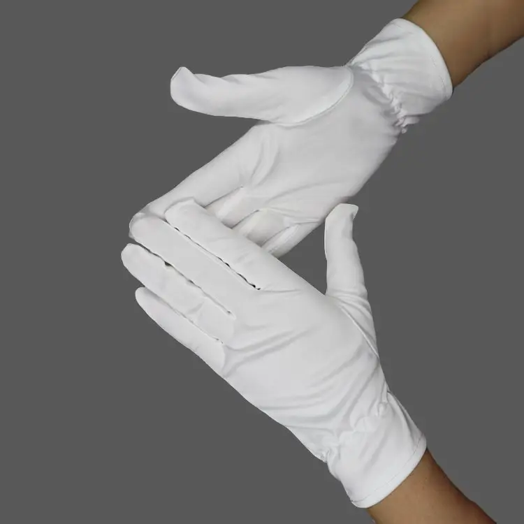 Customized Reusable Soft Comfortable, Breathable And Smooth Coin Watch Jewelry White Microfiber Cleaning Gloves