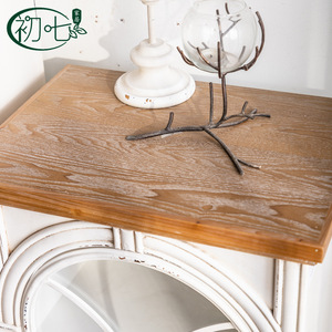 French Style Sideboard With Glass Doors White Wood Top Entryway Storage Cabinet Living Room Decorative Furniture Handmade - Product Image 4