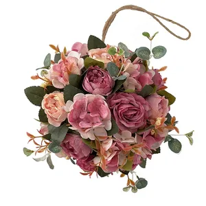 ดอกไฮเดรนเยียคุณภาพสูงดอกโบตั๋นดอกไม้ลูกดอกไม้ประดิษฐ์ลูกบอลดอกไม้งานแต่งงาน Centerpieces