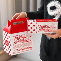 Boîte à pâtisserie en carton imprimable, emballage alimentaire commercial pratique pour hot-dogs, saucisses, croissants et sandwichs