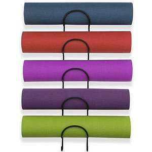 Металлическая подставка для полотенец, настенная подставка для Ковриков Для Йоги, держатель для поролонового ролика или индивидуальный черный держатель для хранения 5 ярусов для ковриков для ванной комнаты - Product Image 2