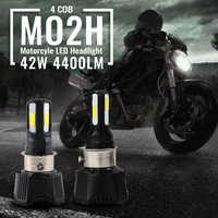 Ampoules de phare LED H6 populaires pour moto, H4 COB LED AC/DC 9-80V, haute puissance 42W, P15D, 6000K blanc, éclairage 4 côtés