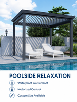 Pergola à lames motorisées électriques en alliage d'aluminium, écologique, pour l'extérieur, protection solaire, OEM ODM