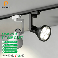 Projecteur LED PAR30 E27 3000K 4000K 6000K sur rail réglable, boîtier en aluminium à refroidissement, éclairage commercial pour magasin