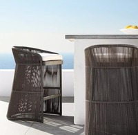 Chaise de jardin d'extérieur en teck massif avec tissage chaise de salle à manger en rotin chaise de salle à manger modulaire d'extérieur chaise de bar et ensemble de table