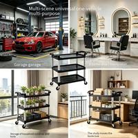 Chariot de rangement mobile à trois niveaux pour bureau, garage, outils, et chariot de collecte de vaisselle pour restaurants commerciaux