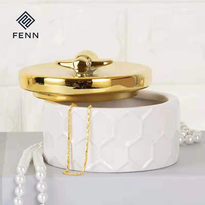 FENN Custom White Personalized Jewlery <strong>Box</strong> Storage for Bracelets Earrings <strong>Ceramic</strong> <strong>Jewelry</strong> Container with Lid Bee for Girls Gift - Product Image 4