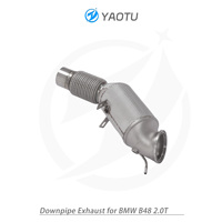 YT untuk BMW B48 2.0T baja tahan karat headset lengan antarmuka bagian tengah dengan katalis tiga arah dan isolasi panas