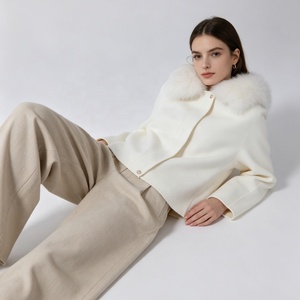 <span class=keywords><strong>Cappotto</strong></span> in Lana a Doppia Faccia Tyan con <span class=keywords><strong>Collo</strong></span> Staccabile in Vera <span class=keywords><strong>Pelliccia</strong></span> di Volpe, Morbido con Cerniera, Logo Personalizzato, Cappotti Invernali in Cashmere a <span class=keywords><strong>Collo</strong></span> Alto per <span class=keywords><strong>Donna</strong></span> - Product Image 2
