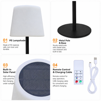 Lampe de table solaire LED pour restaurant, camping en plein air, ambiance de table, RGB, étanche, rechargeable, pour mariage, jardin