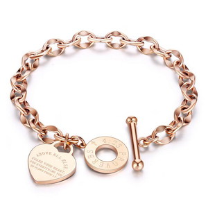 Pulseras de Cadena y Eslabones con Dijes de Corazón, Amor y Biblia, en Oro, Plata y Acero Inoxidable para Mujer - Product Image 2