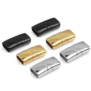 Vòng tay nam châm thời trang, vòng tay da khóa nam châm vàng, khóa nam châm thép không gỉ để làm đồ trang sức - Product Image 1