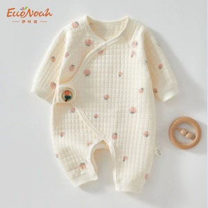 Vêtements pour bébés nouveau-nés, automne-hiver, combinaison chaude en coton 100% classe A, barboteuse sans coutures à bretelles pour nouveau-nés de 0 à 3 mois - Product Image 4