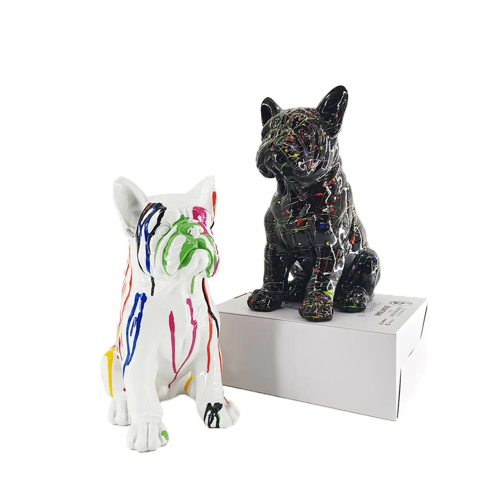 2024 nueva decoración del hogar sala de estar adornos de animales artesanales de resina figuritas Graffiti artefactos coloridos estatuas de perros