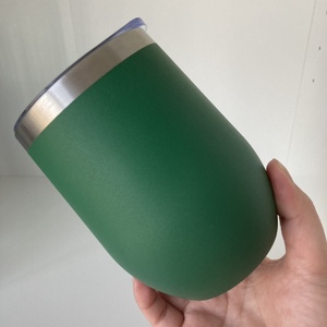 Custom logo 12oz Egg Shape Powder Coated 12 oz <b>Vacuum</b> Insulated Stainless Steel Wine Tumbler - Product Image 5