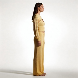 Conjunto de <span class=keywords><strong>Dos</strong></span> Piezas de Punto Personalizado BSCI/WRAP para Mujer, Sudadera Amarillo Mantequilla, Conjunto de Yoga, Ropa Deportiva Dulce y Picante, Sudadera para Gimnasio - Product Image 6