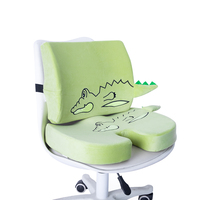 Kit d'oreiller et de coussin ergonomique respirant en mousse à mémoire de forme de dessin animé vert, soutien du cou, de la taille et du bas du dos, coussin de siège de chaise