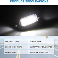 Luz LED para Matrícula, Luz de Seguridad Nocturna Exterior para Remolque 4x4 Todoterreno