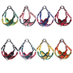 고급 솔리드 폴리에스터 소형견 조끼 반사 조절 가능 애완견 하네스 리드줄 세트 심플 패션 스타일 분리형 기능 - Product Image 6