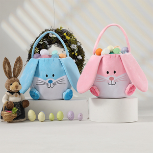 Cestas de Pascuas para niños, bolsa de regalo de conejo personalizado, bordada, de felpa, venta al por mayor - Product Image 1
