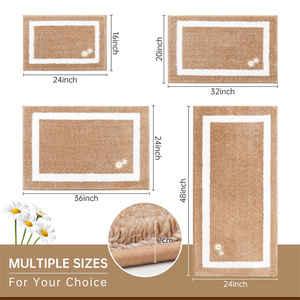 <span class=keywords><strong>Tapis</strong></span> de salle de bain floraux brodés lavables <span class=keywords><strong>Tapis</strong></span> de bain épais absorbant l'<span class=keywords><strong>eau</strong></span> non <span class=keywords><strong>glissant</strong></span> pour personnes âgées - Product Image 2